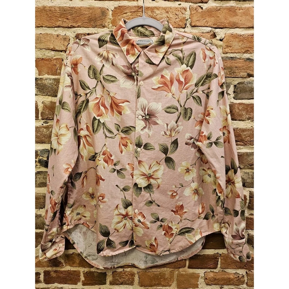 Vtg‎ Britches Great Outdoors Womens Floral Long Sleeve Blouse Linen Cotten Sz Sm